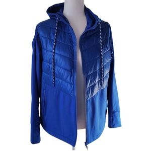 Lou & Grey Vibrant Blue Hooded Zip Puffer Jacket Womens